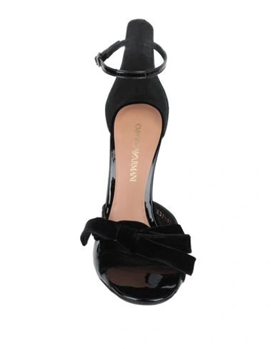 Shop Emporio Armani Woman Sandals Black Size 9.5 Calfskin, Textile Fibers