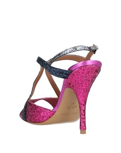 Shop Emporio Armani Woman Sandals Fuchsia Size 7.5 Textile Fibers In Pink
