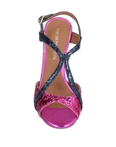 Shop Emporio Armani Woman Sandals Fuchsia Size 7.5 Textile Fibers In Pink