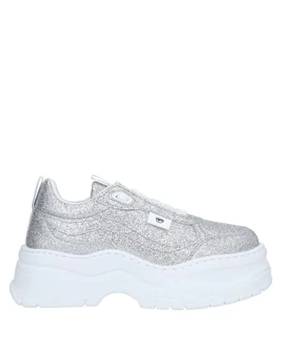 Shop Chiara Ferragni Woman Sneakers Silver Size 11 Textile Fibers