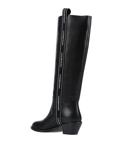 Shop Emporio Armani Woman Knee Boots Black Size 10.5 Calfskin, Polyamide