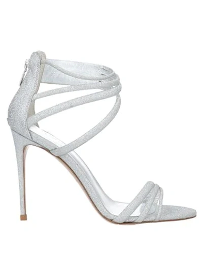 Shop Le Silla Woman Sandals Silver Size 11 Textile Fibers