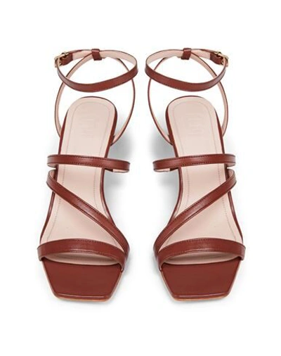 Shop 8 By Yoox Leather Square Toe Spool-heel Sandal 50 Woman Sandals Tan Size 10 Ovine Leather In Brown