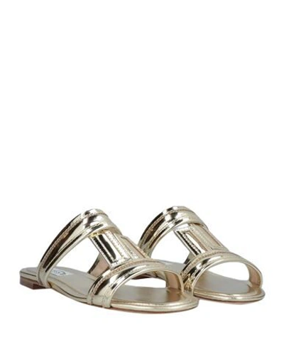 Tod's Metallic Textured-leather Slides In Gold