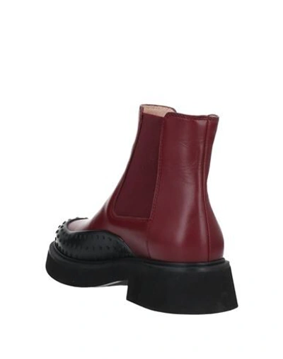 Shop Tod's Woman Ankle Boots Burgundy Size 7 Soft Leather In Red