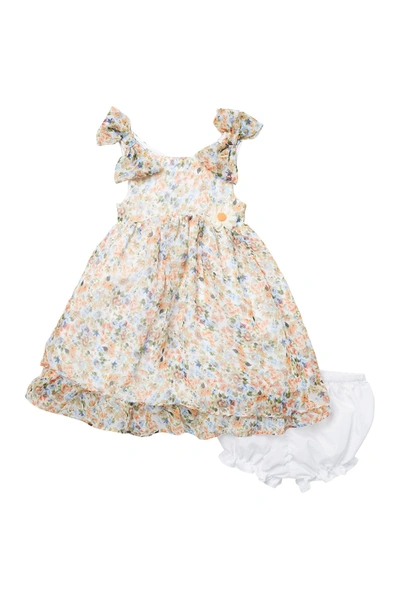 Shop Laura Ashley Floral Print W/ Ruffle Bottom In Orange/blue