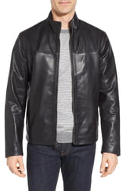 Shop Cole Haan Signature Washed Leather Jacket In Black