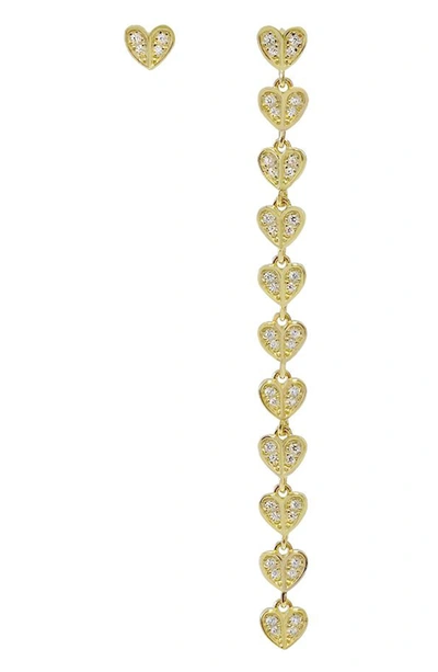 Shop Adinas Jewels Adina's Jewels Heart Drop & Stud Mismatched Earrings In Gold