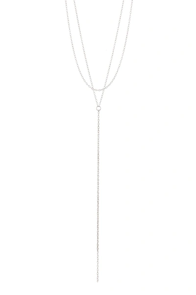 Shop Adornia White Rhodium Plated Layered Y-necklace In Silver