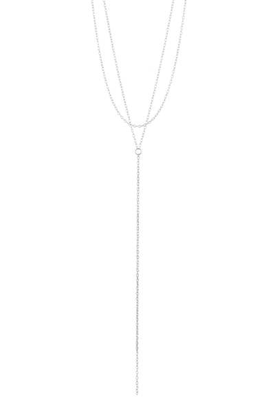 Adornia White Rhodium Plated Layered Y-necklace In Silver