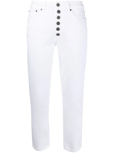 Shop Dondup Cropped Cotton Jeans In White