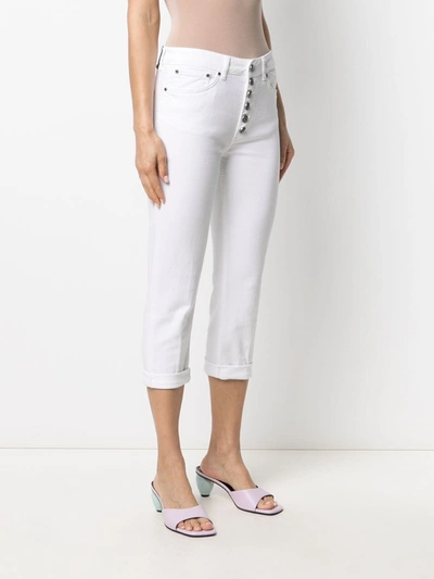 Shop Dondup Cropped Cotton Jeans In White