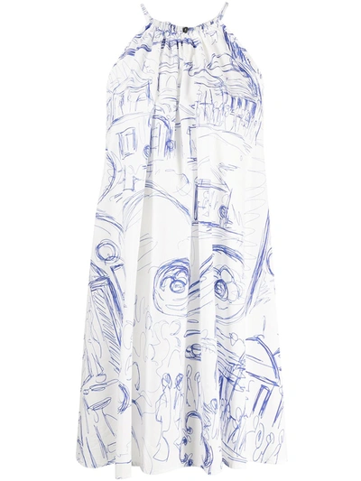 Shop Erika Cavallini Printed Cotton Dress In White