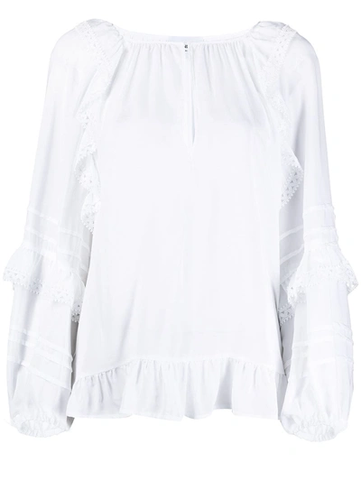Shop Dondup Cotton Ruffle-trim Blouse In White