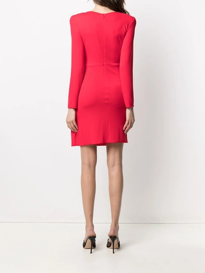 Shop Emporio Armani Draped V-necked Dress In Red