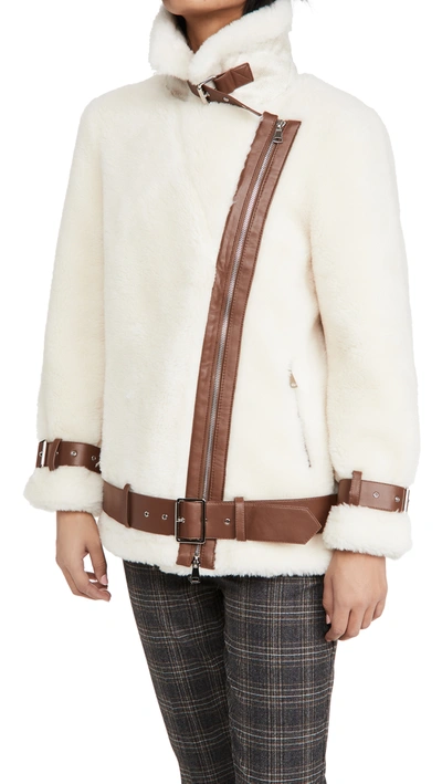 Shop Stand Studio Colleen Moto Jacket In Off White/brown