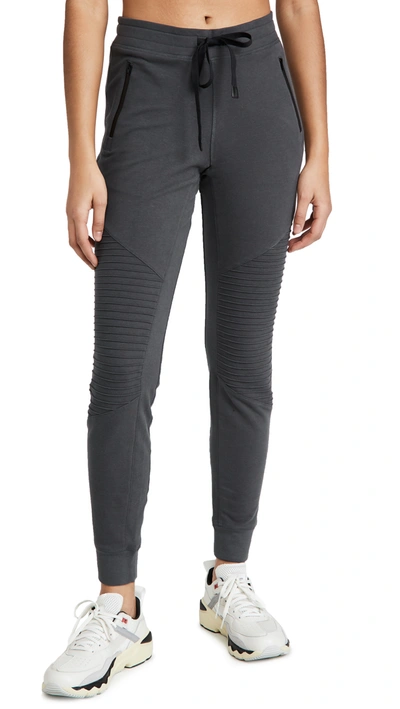 Shop Alo Yoga Urban Moto Sweatpants In Anthracite