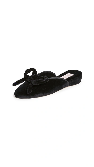 Shop Olivia Morris At Home Daphne Bow Slippers In Black