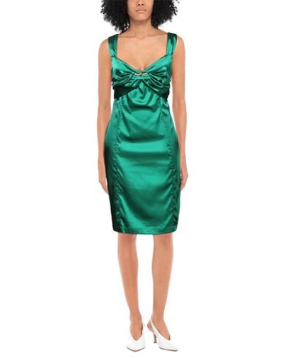 Shop Roberto Cavalli Woman Midi Dress Green Size 10 Polyester, Elastane