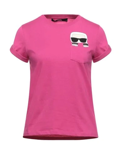 Shop Karl Lagerfeld T-shirts In Fuchsia