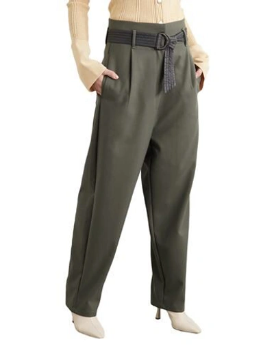 Shop Munthe Woman Pants Military Green Size 8 Polyester, Viscose, Elastane