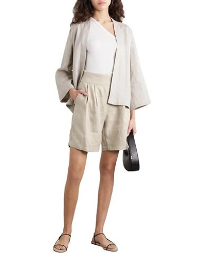 Shop Matin Woman Shorts & Bermuda Shorts Dove Grey Size 8 Linen