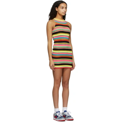 Shop Agr Multicolor Striped Stretch Tank Dress In Red Multi