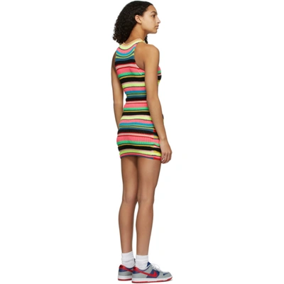 Shop Agr Multicolor Striped Stretch Tank Dress In Red Multi