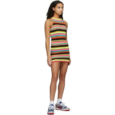 Shop Agr Multicolor Striped Stretch Tank Dress In Red Multi