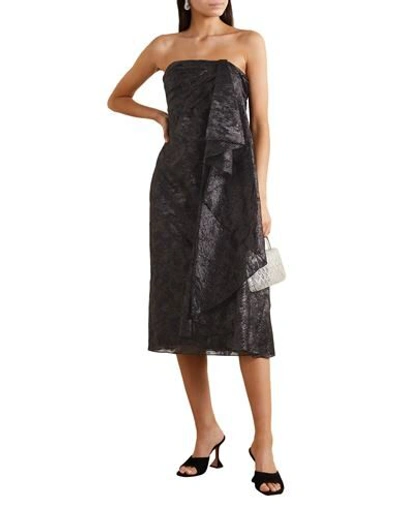 Shop Halpern Woman Midi Dress Black Size 10 Metallic Polyester, Polyamide