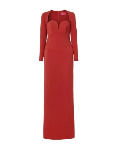 Shop Solace London Long Dresses In Brick Red