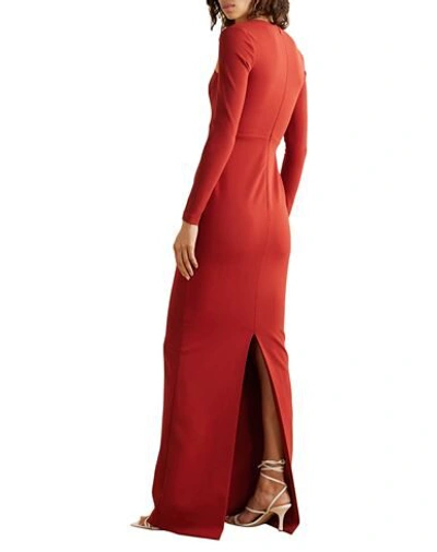 Shop Solace London Long Dresses In Brick Red