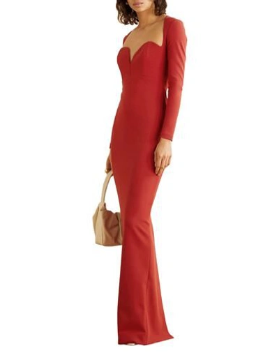 Shop Solace London Long Dresses In Brick Red