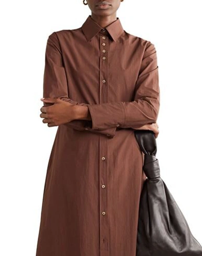 Shop Deveaux Woman Midi Dress Cocoa Size 2 Cotton In Brown