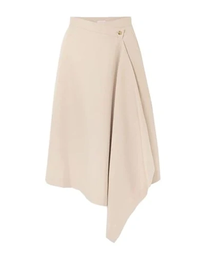 Shop Deveaux Woman Midi Skirt Beige Size 6 Polyester, Cotton