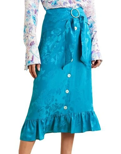Shop Art Dealer . Woman Midi Skirt Azure Size M Acetate, Silk, Polyamide In Blue
