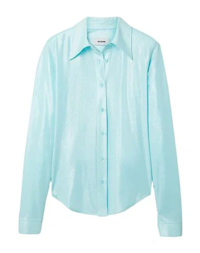 Shop We11 Done Woman Shirt Turquoise Size L Polyester, Polyurethane In Blue