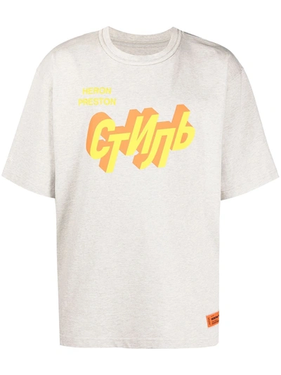 Shop Heron Preston Logo-embroidered Short-sleeve T-shirt In Grey