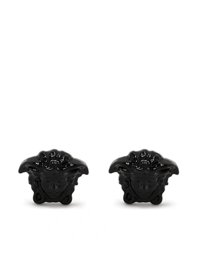 Shop Versace Medusa Stud Earrings In Black