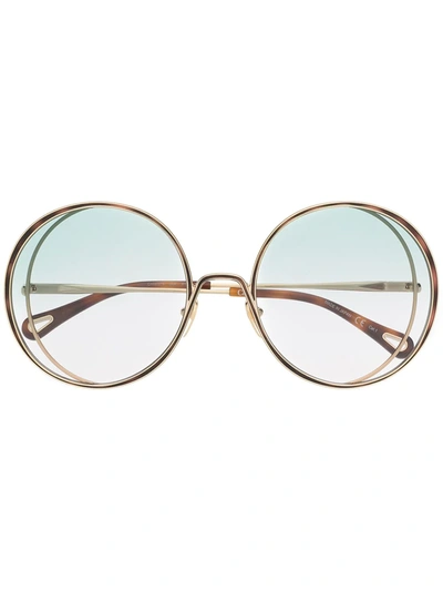 Shop Chloé Oversize Round-frame Sunglasses In Gold