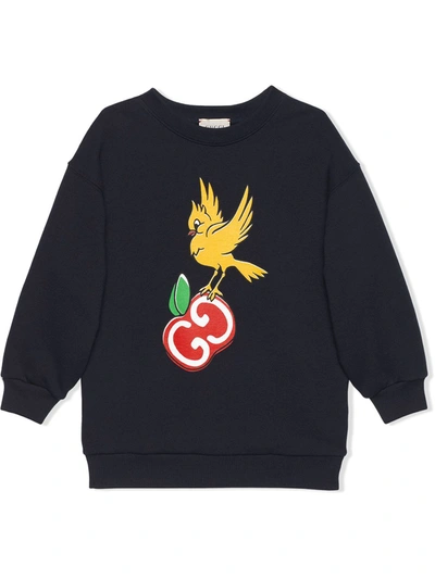 Shop Gucci Bird-print Sweatshirt In Blue