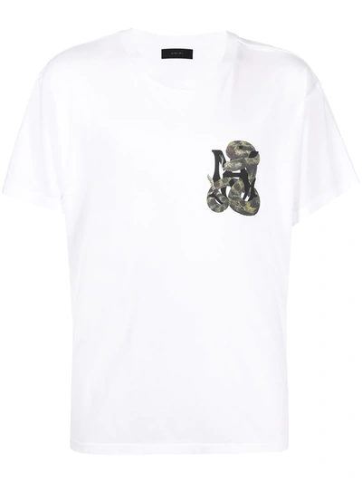 Shop Amiri Logo-print Cotton T-shirt In White