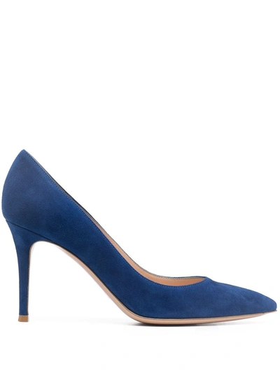 Shop Gianvito Rossi Ricca Suede Pumps In Blue