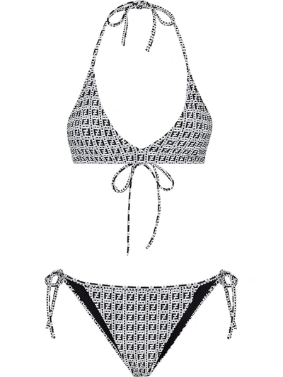 Shop Fendi Ff-pattern Two-piece Bikini In White