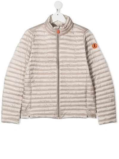 Shop Save The Duck Zipped-up Padded Jacket In Neutrals