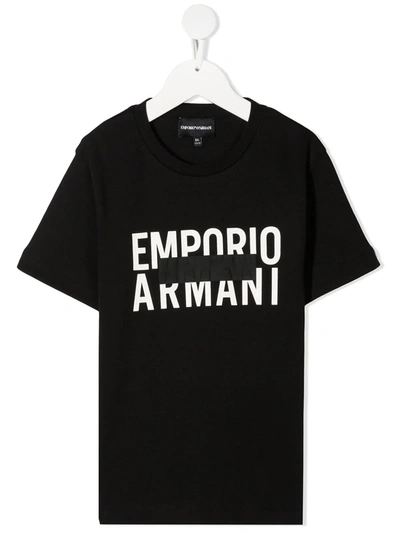 Shop Emporio Armani Logo-print Short-sleeve T-shirt In Black