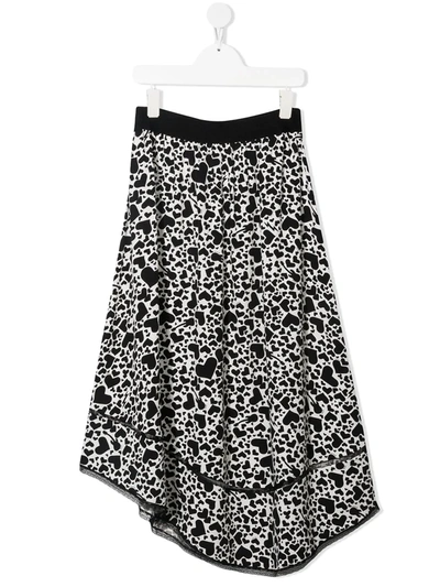 Shop Zadig & Voltaire Teen Heart-print Midi Skirt In Black