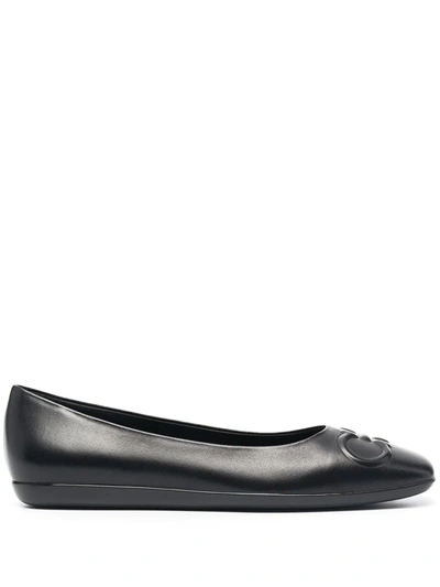 Shop Ferragamo Square-toe Gancini Flats In Black