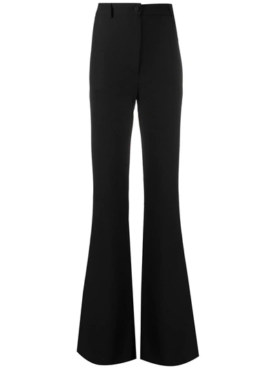 Shop Hebe Studio Fitted-flared Trousers In Black