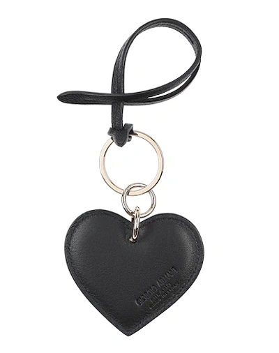 Shop Giorgio Armani Woman Key Ring Black Size - Bovine Leather
